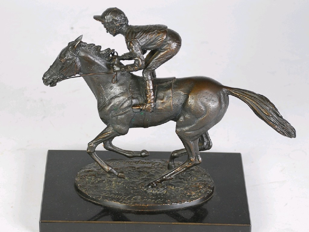 Appraisal: DAVID CORNELL MODERN BRONZE GROUP RACEHORSE AND JOCKEY IN FULL