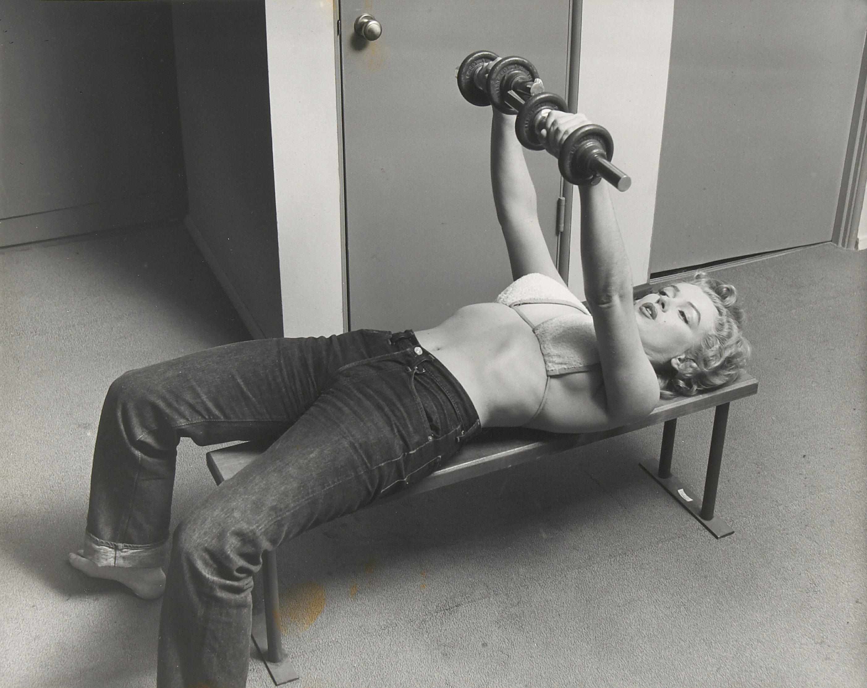 Appraisal: Philippe Halsman American - Marilyn Monroe Lifting Barbells Gelatin silver