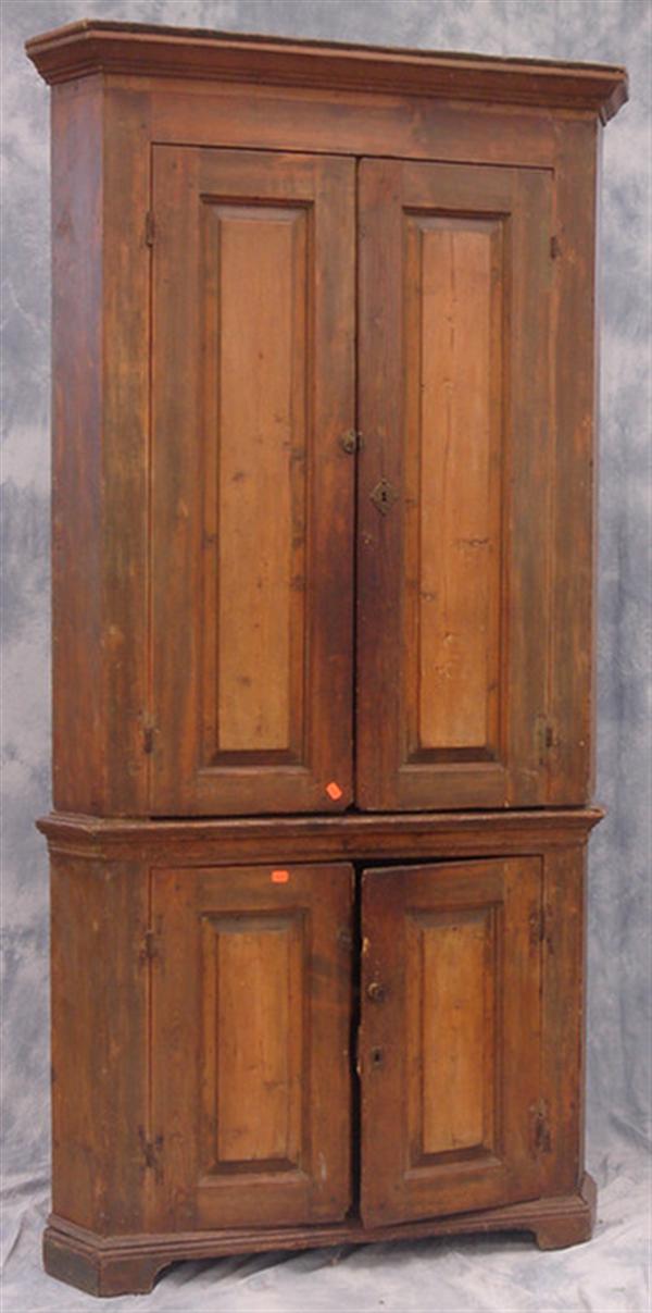 Appraisal: pc yellow pine raised panel blind door corner cupboard remnants