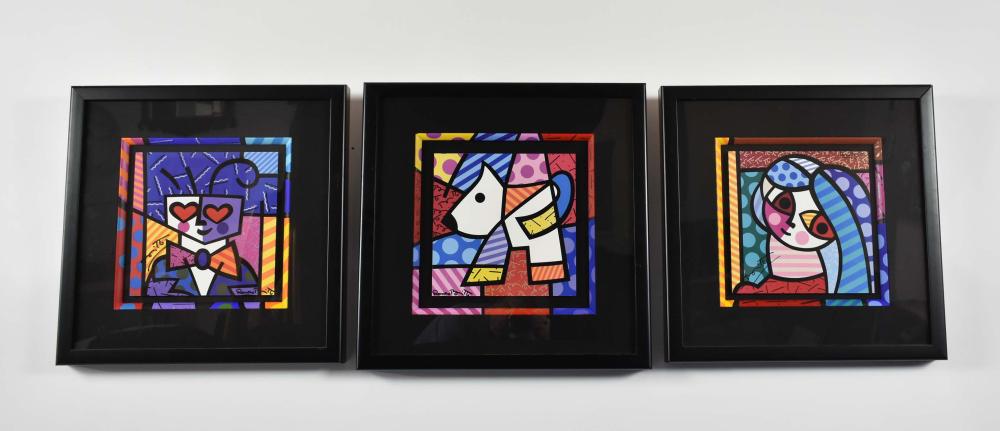 Appraisal: ROMERO BRITTO AMERICAN BRAZILIAN B Three Serigraphs Boy Girl and