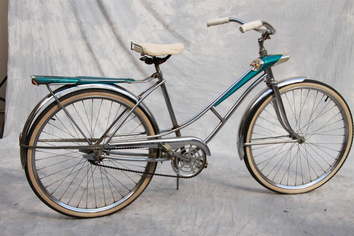 Appraisal: Sears girl's x bicycle aquamarine and chrome light and horn