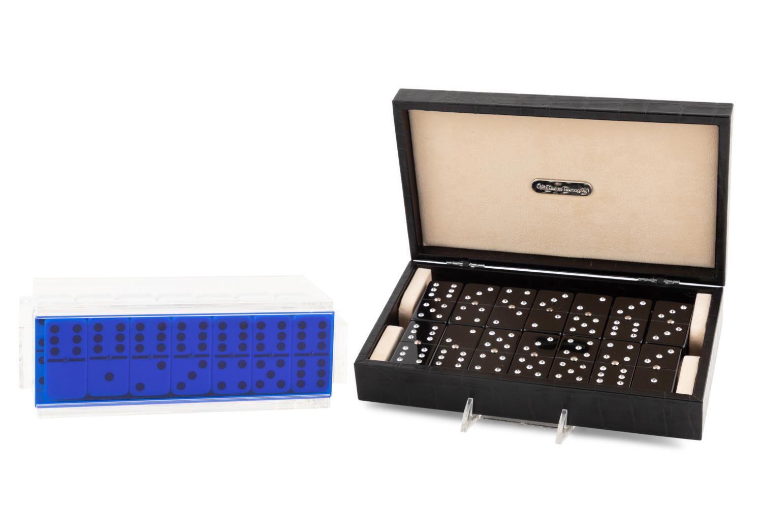 Appraisal: CASED DOMINO SETS ONE RENZO ROMAGNOL SWAROVSKI Two Domino sets