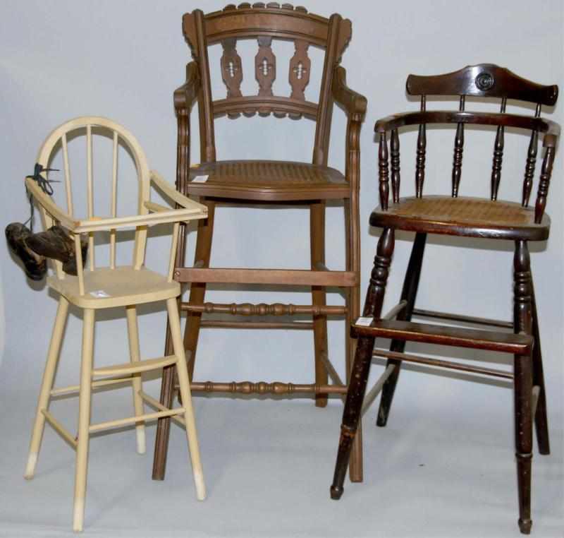 Appraisal: Lot of High Chairs Two children high chairs with rattan