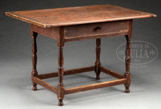 Appraisal: EARLY AMERICAN PINE TAVERN TABLE IN RED PAINT EARLY AMERICAN