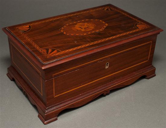 Appraisal: Victorian inlaid mahogany jewelry box late th early th century