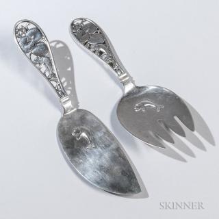 Appraisal: Danish Silver Fish Serving Set c bearing assayer's mark of