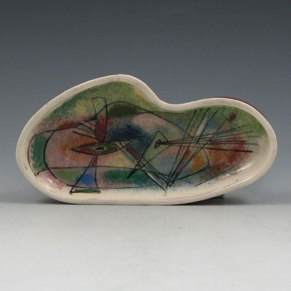 Appraisal: Pillin tray with abstract decoration that could be birds animals