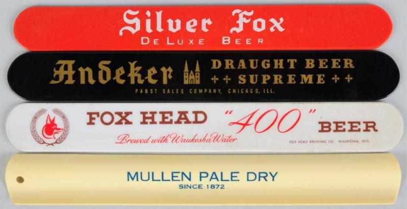 Appraisal: Lot of Beer Foam Scrapers Includes Mullen Andeker Fox Head