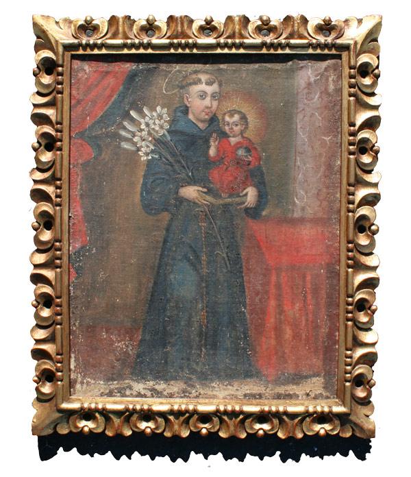 Appraisal: SOUTH AMERICAN SAINT WITH BABY JESUS Oil Canvas '' x