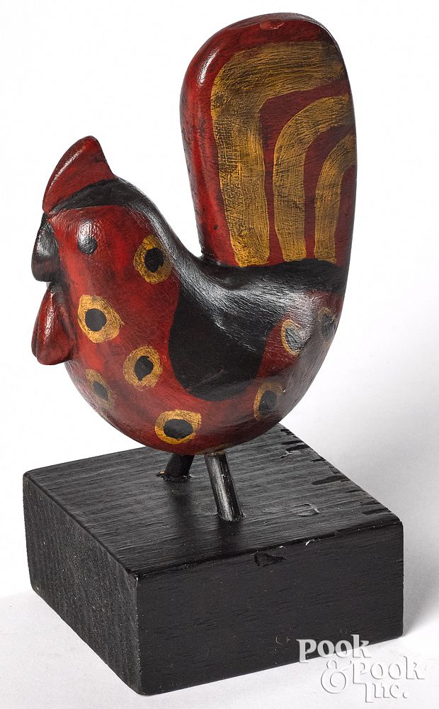 Appraisal: Peter Storm carved and painted rooster Peter Storm carved and