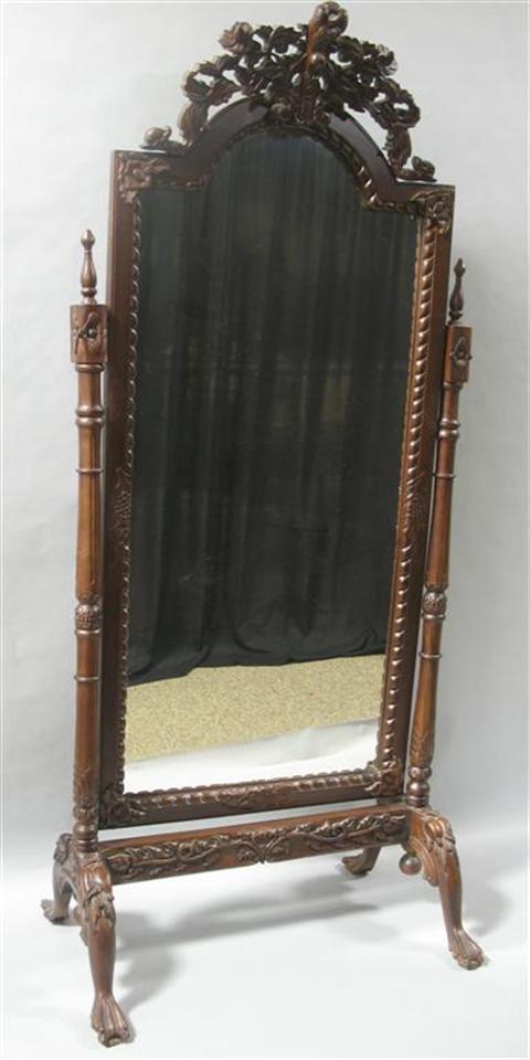 Appraisal: VICTORIAN STYLE CARVED CHEVAL MIRROR h w in