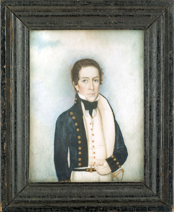 Appraisal: CHINA TRADE MINIATURE PORTRAIT OF AN AMERICAN MIDSHIPMAN ATTRIBUTED TO