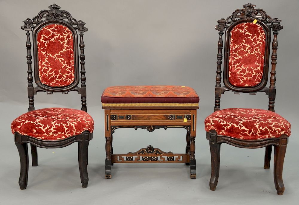 Appraisal: Three piece lot to include two chairs ht in and