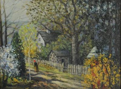 Appraisal: Ron Van Sweringen American b In the Village Oil on