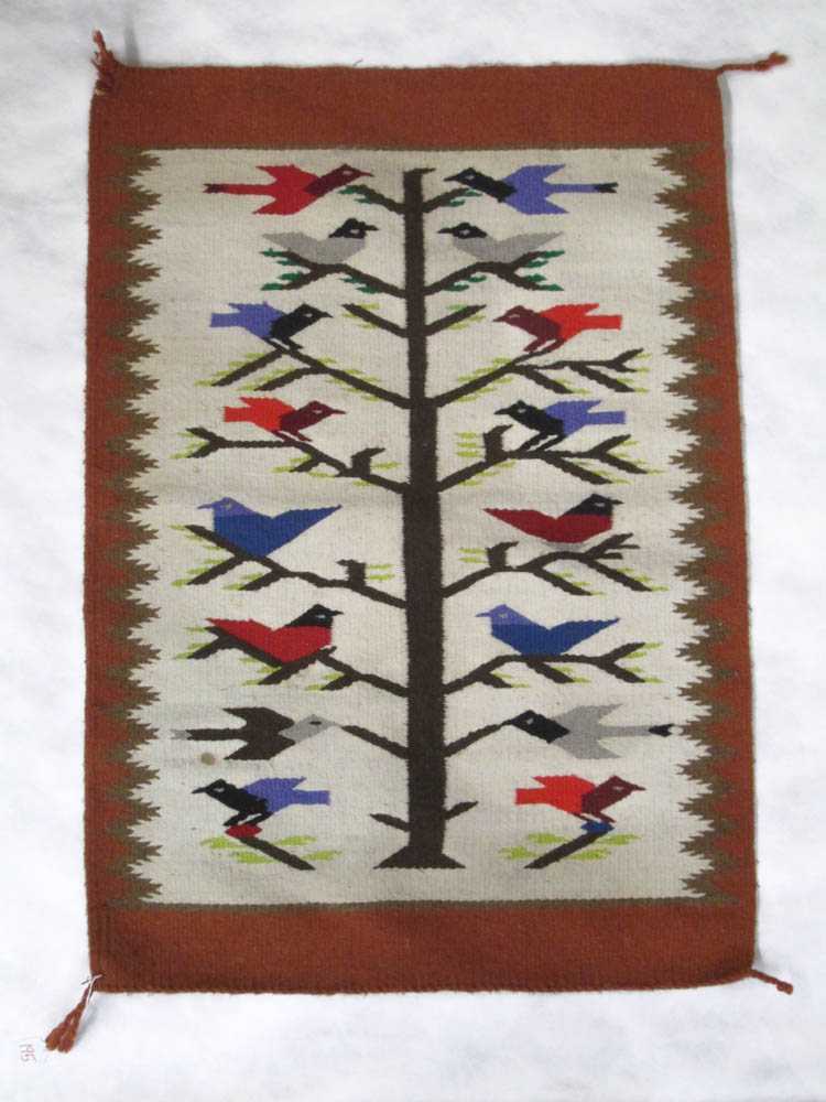 Appraisal: SOUTHWEST NATIVE AMERICAN NAVAJO PICTORIAL WEAVING featuring colorful birds sitting