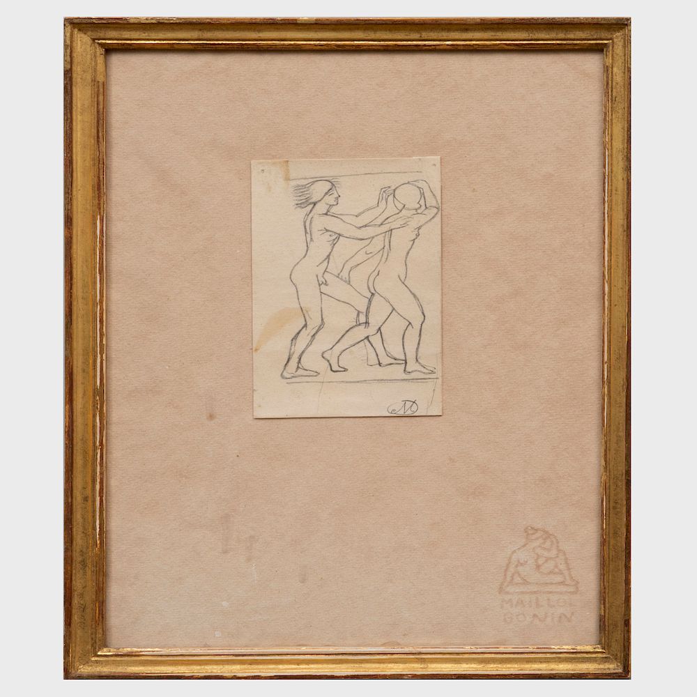 Appraisal: Aristide Maillol - Daphne and Chloe Playing Pencil on paper