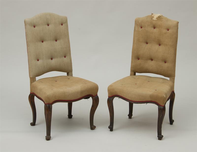 Appraisal: PAIR OF LOUIS XV STYLE BEECHWOOD SIDE CHAIRS Each with