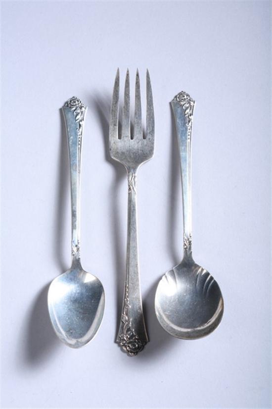 Appraisal: PIECES HEIRLOOM STERLING SILVER FLATWARE 'Damask Rose' pattern Three dinner