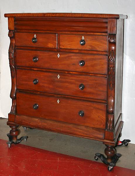 Appraisal: A Victorian mahogany tall chest of drawers late th century