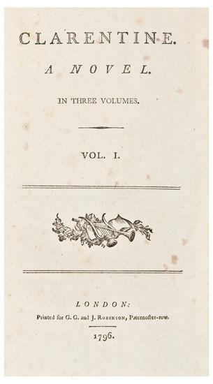 Appraisal: BURNEY Sarah Harriet - Clarentine A Novel In Three Volumes