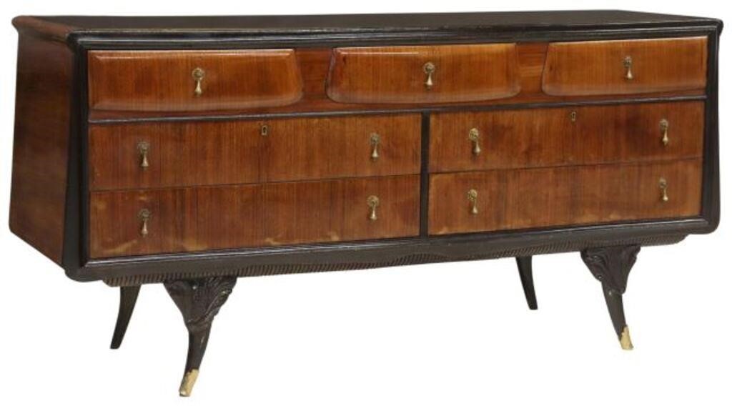 Appraisal: Italian mid-century modern rosewood chest of drawers c s inset