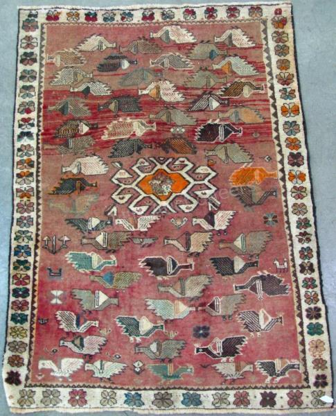 Appraisal: Handmade Oriental Area Rug Farahan design red field with beige