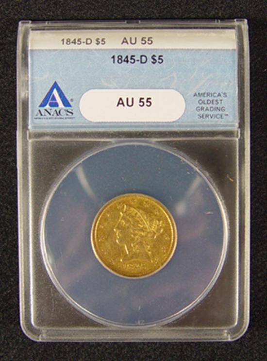 Appraisal: -D Dahlonega Liberty Gold Coin ANACS certified and graded AU