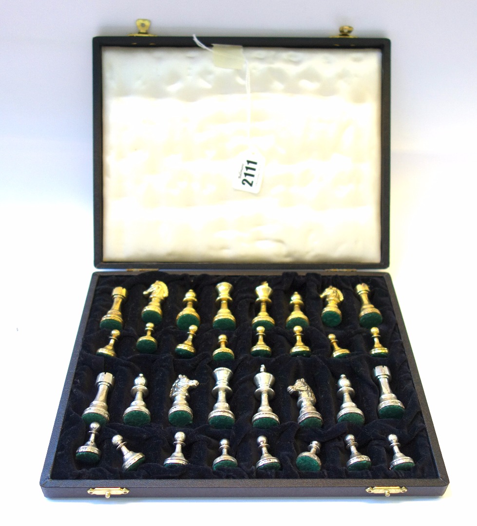 Appraisal: A modern silver and gilt silver hallmarked chess set each