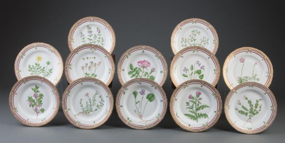 Appraisal: Twelve Royal Copenhagen Flora Danica Porcelain Dessert Plates with dentil