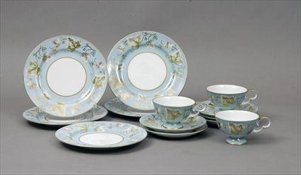 Appraisal: English Gilt and Polychrome Decorated Porcelain Part Dessert Service Including