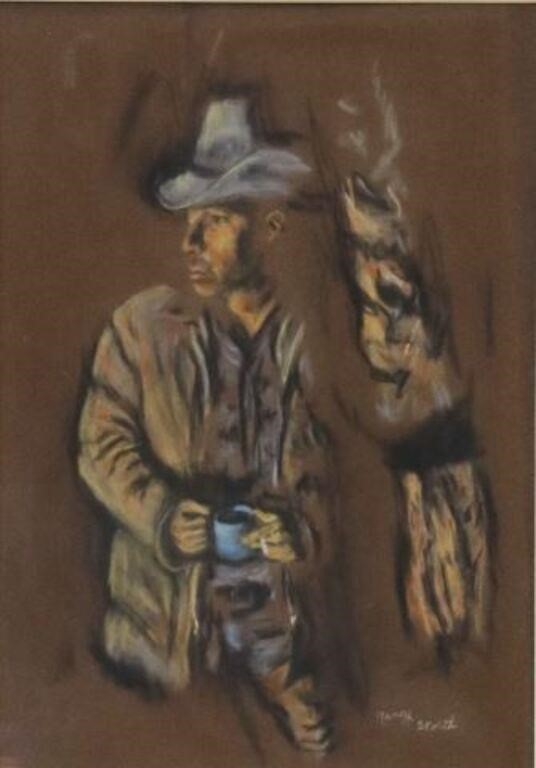 Appraisal: Framed pastel drawing on paper Cowboy signed lower right Nancy