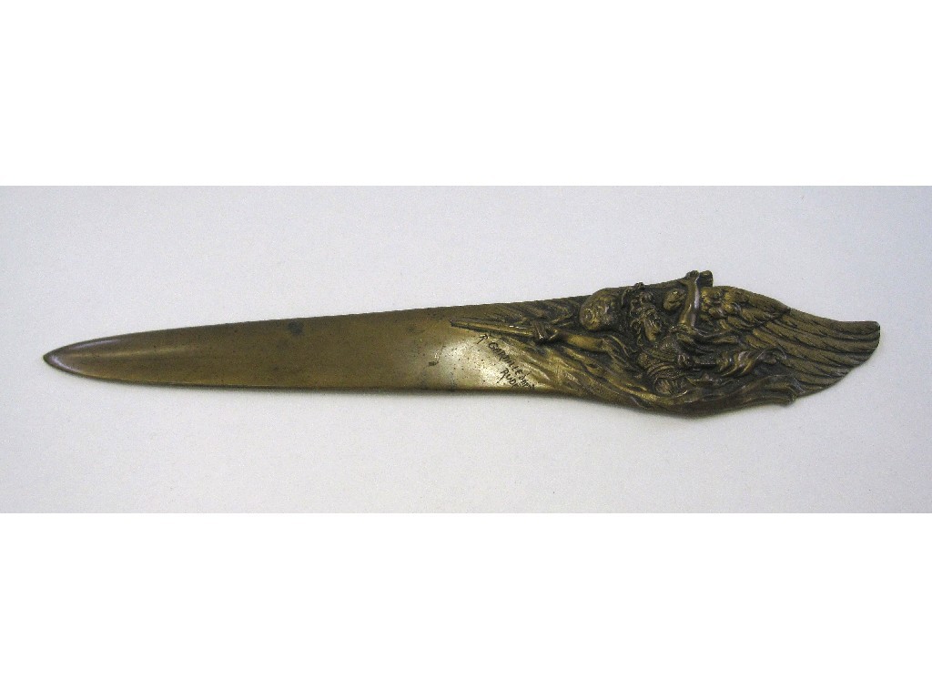 Appraisal: Bronze letter opener depicting a female warrior signed R Gardille