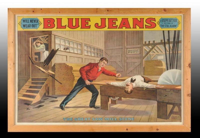 Appraisal: Blue Jeans Paper Litho Play Poster Description Circa Framed under