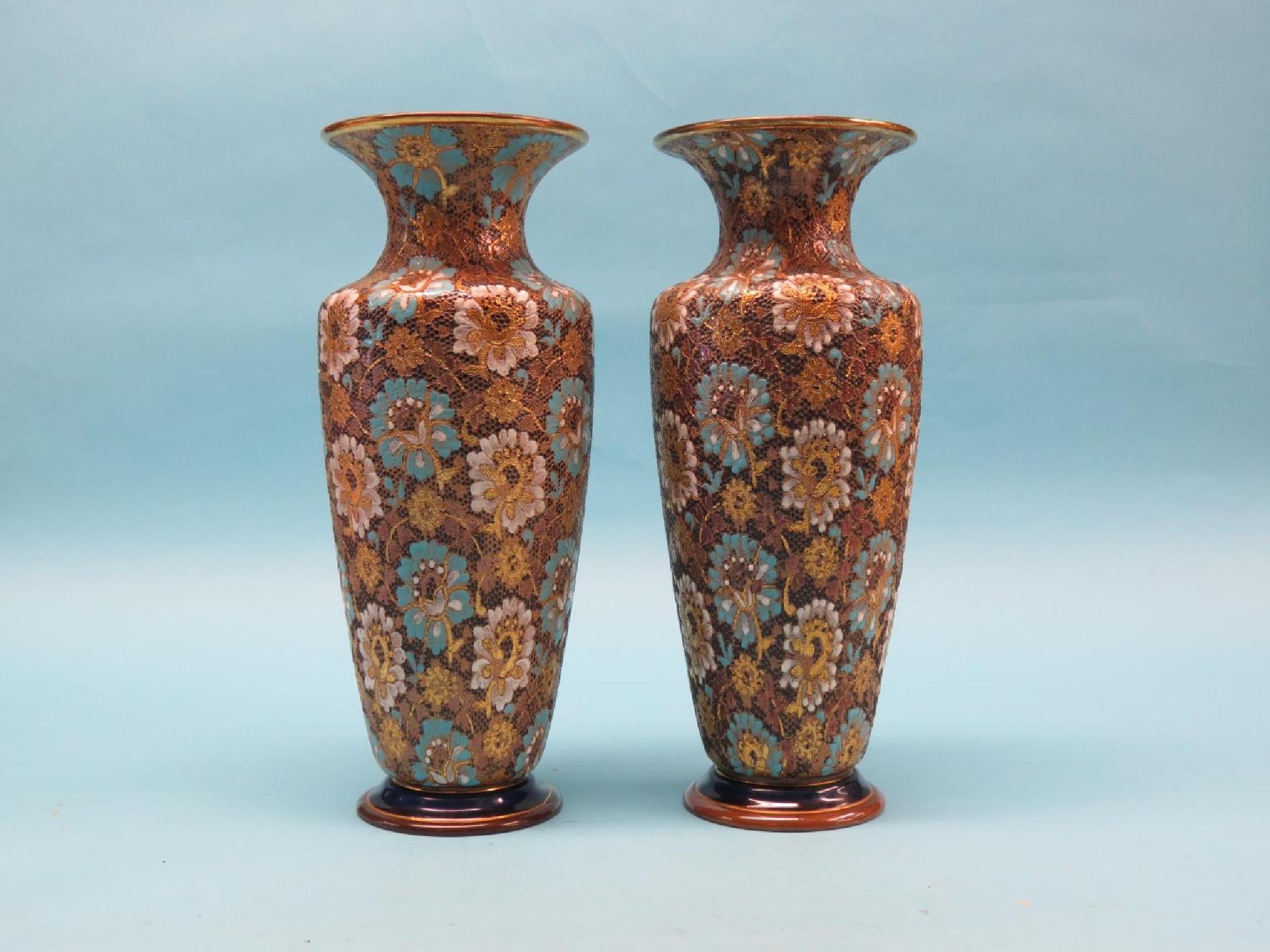 Appraisal: A large pair of Doulton Slater's Patent vases baluster form