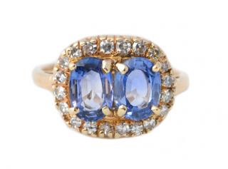 Appraisal: Ladies k Yellow Gold Sapphire Diamond Ring Ladies k yellow