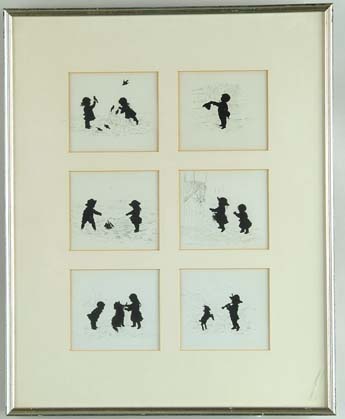 Appraisal: SIX FRAMED CHILDREN SILOUHETTES Single frame has matte with six