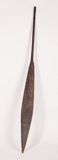 Appraisal: A MAORI CARVED WOODEN CANOE PADDLE with incised canoeist name