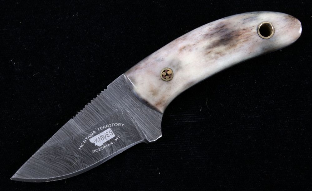 Appraisal: M T Knives of Bozeman Animal Bone Damascus Knife This