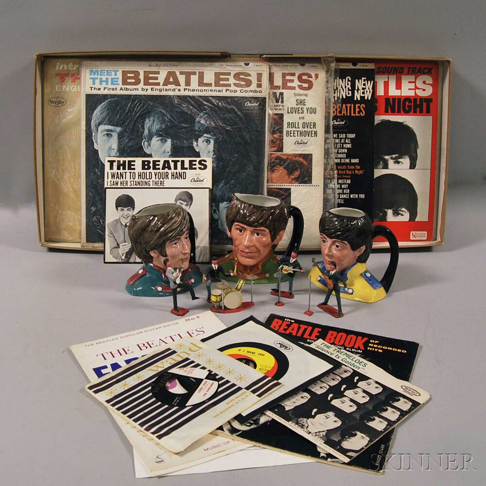 Appraisal: Group of Beatles Collectibles including five LP record albums Introducing