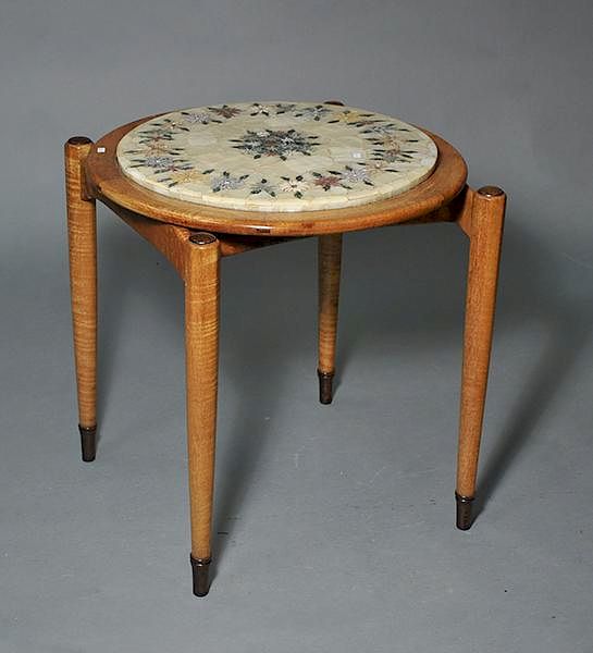 Appraisal: Mid-Century occasional table Mid-Century occasional table inlaid onyx top and