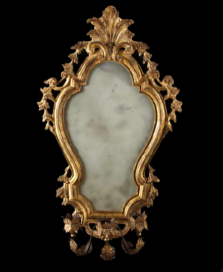 Appraisal: North Italian Carved Giltwood Looking Glass second quarter th century