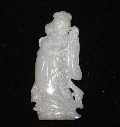 Appraisal: Small white jade figure th century or earlier Of female