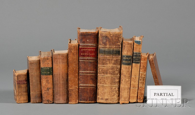 Appraisal: Thirty-six Leather-bound Books America late th century including dictionaries grammar