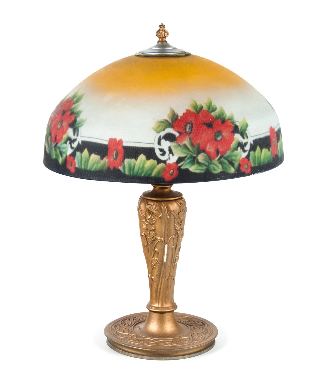 Appraisal: Arts Crafts table lamp early th century with poppy reverse