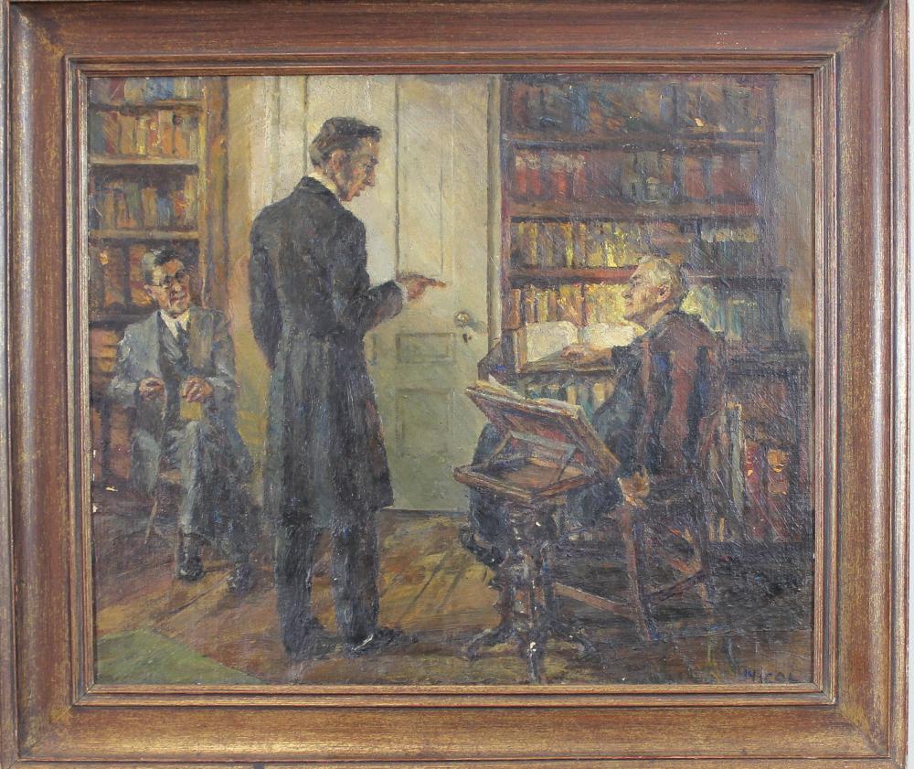 Appraisal: LAW OFFICE OIL ON CANVAS MOUNTED TO BOARD signed Nicol