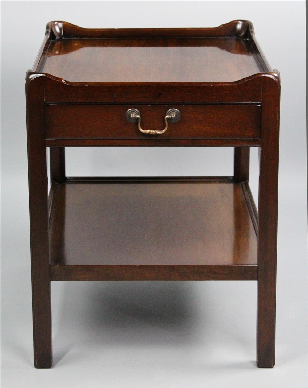 Appraisal: GEORGIAN STYLE MAHOGANY SIDE TABLE WITH DRAWER recessed shaped top