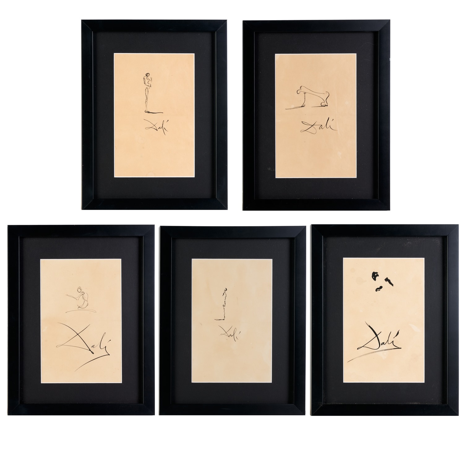 Appraisal: SALVADOR DALI ATTRIB INK DRAWINGS Attributed to Salvador Dali Spanish