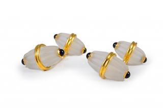 Appraisal: Trianon Crystal and Onyx Cufflinks Trianon gold crystal and onyx