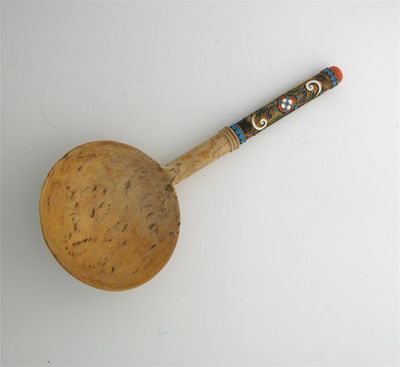 Appraisal: A late th early th century Russian mounted birchwood caviar