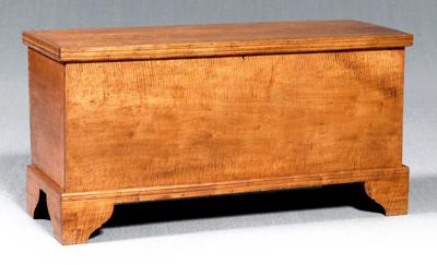 Appraisal: Tiger maple lift top chest highly figured maple with yellow